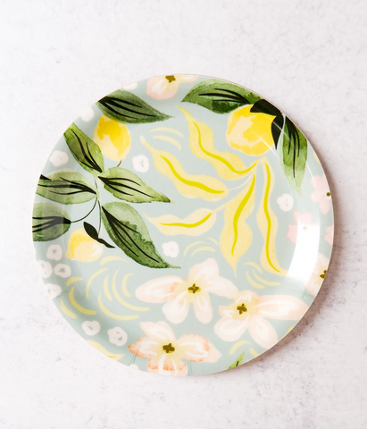 Trinket/Jewelry Dish -- Yellow and Blue Floral